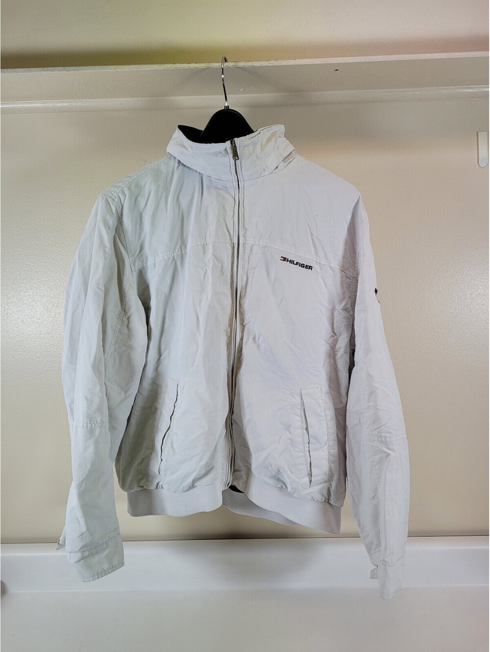 vintage Tommy hilfiger jacket mens XXL white windbreaker harrington jacket